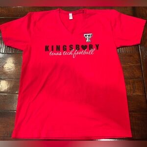 Texas Tech Football Kingsbury Red V-Neck T-Shirt
